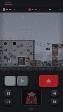 Rainy city level running on a phone